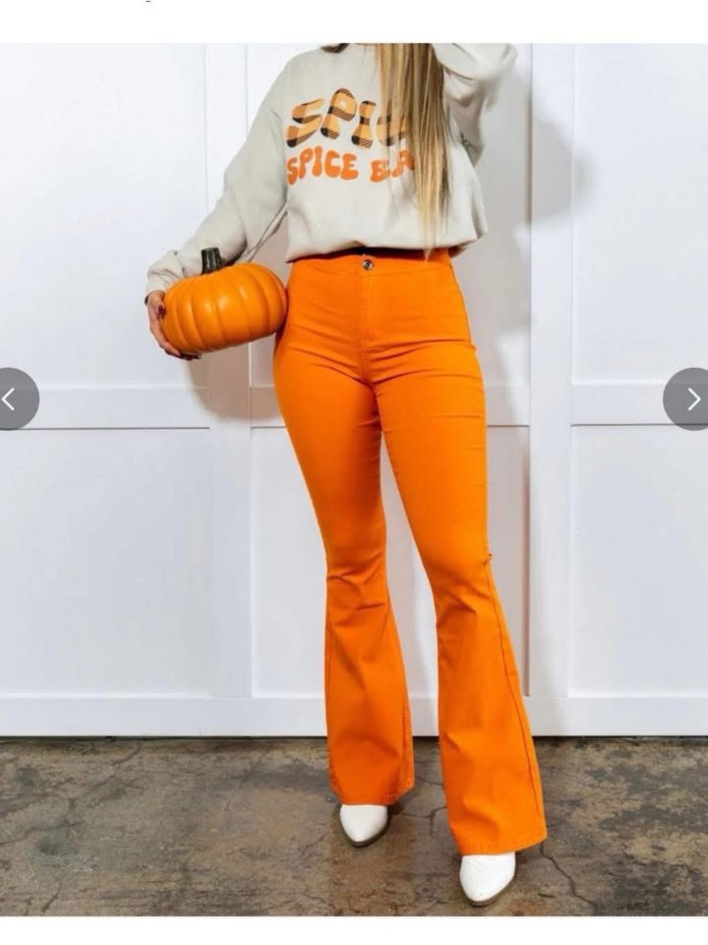 Orange High-Rise Boot Cut Pants